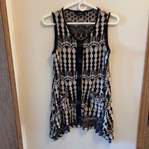 Black and Tan sleeveless cardigan